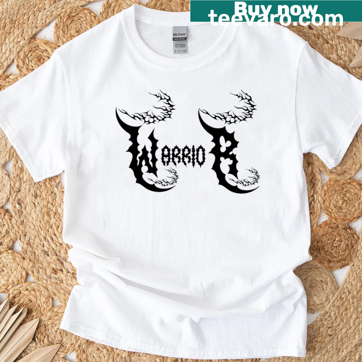 Black T-shirt featuring a tribal warrior graphic for fitness enthusiasts — on a men's t-shirt