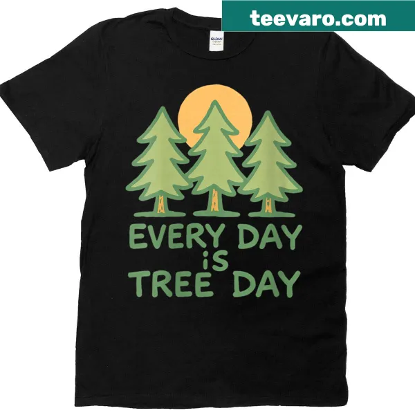 Nature-themed t-shirt featuring illustrated trees