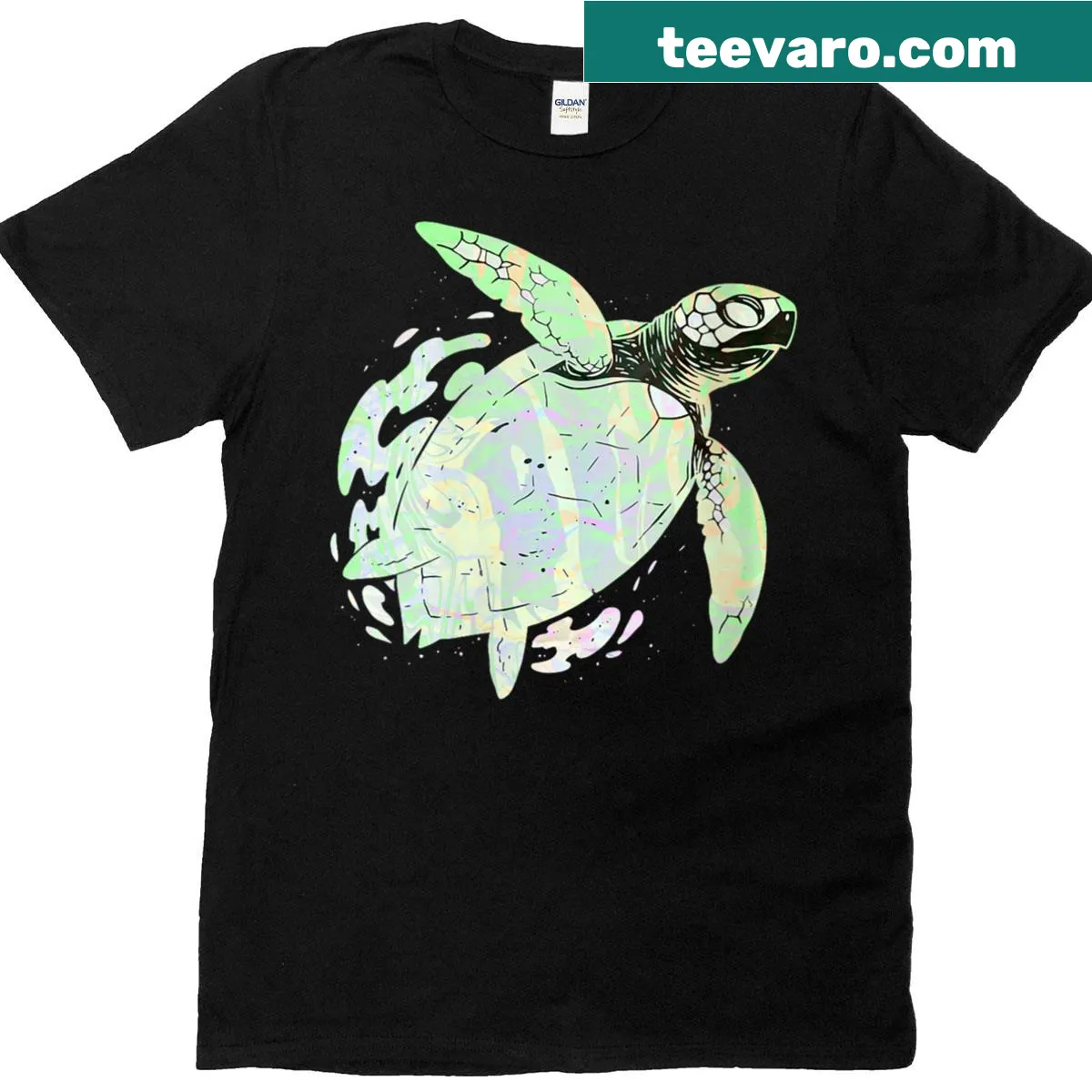 Sea Turtle silhouette graphic T-shirt for women — on a men's t-shirt