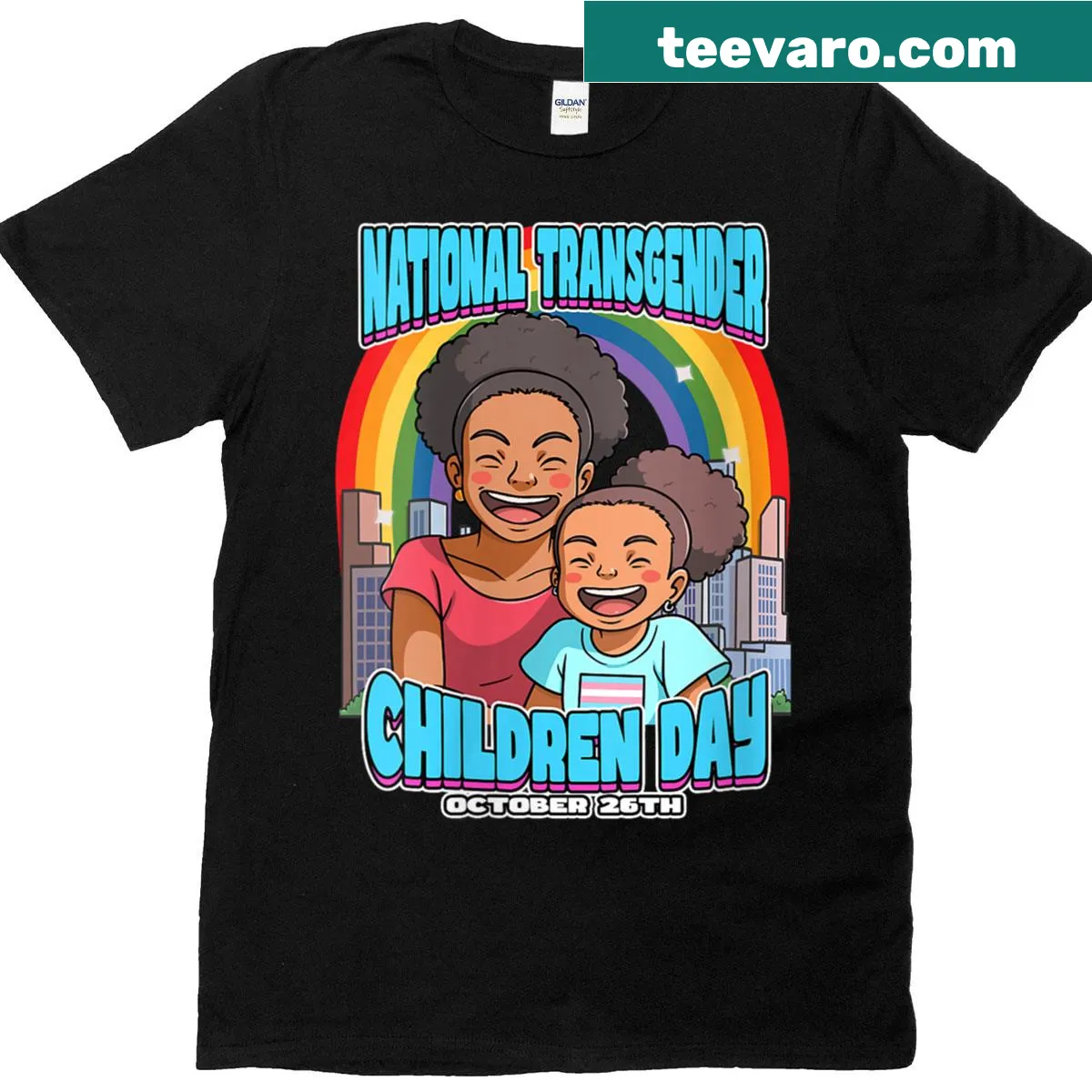 T-shirt supporting National Transgender Children Day with a heartfelt design — on a men's t-shirt