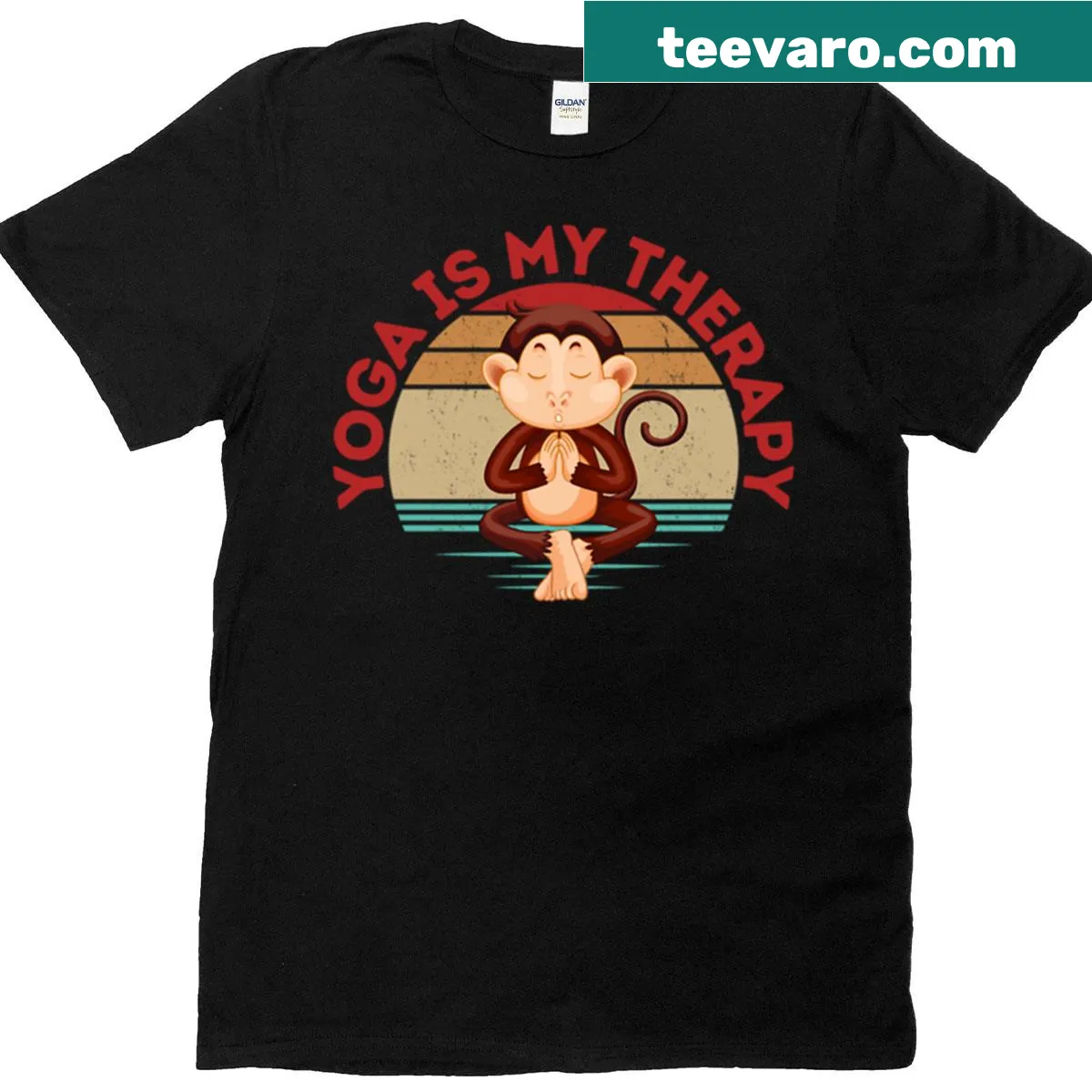 T-shirt stating 'Yoga Is My Therapy' for yoga enthusiasts — on a men's t-shirt