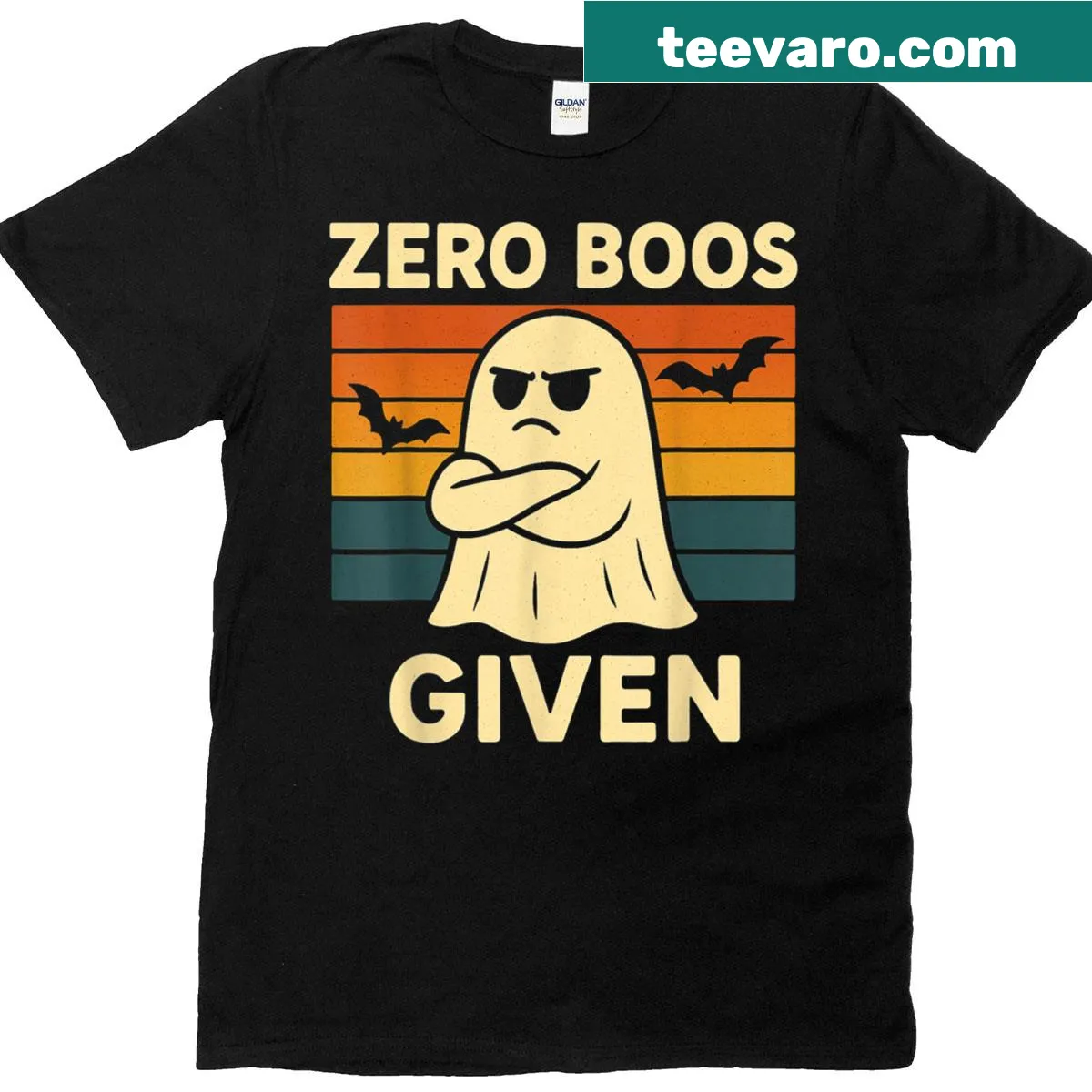 Vintage-style T-shirt with the phrase Zero Boos Given and a ghost — on a men's t-shirt