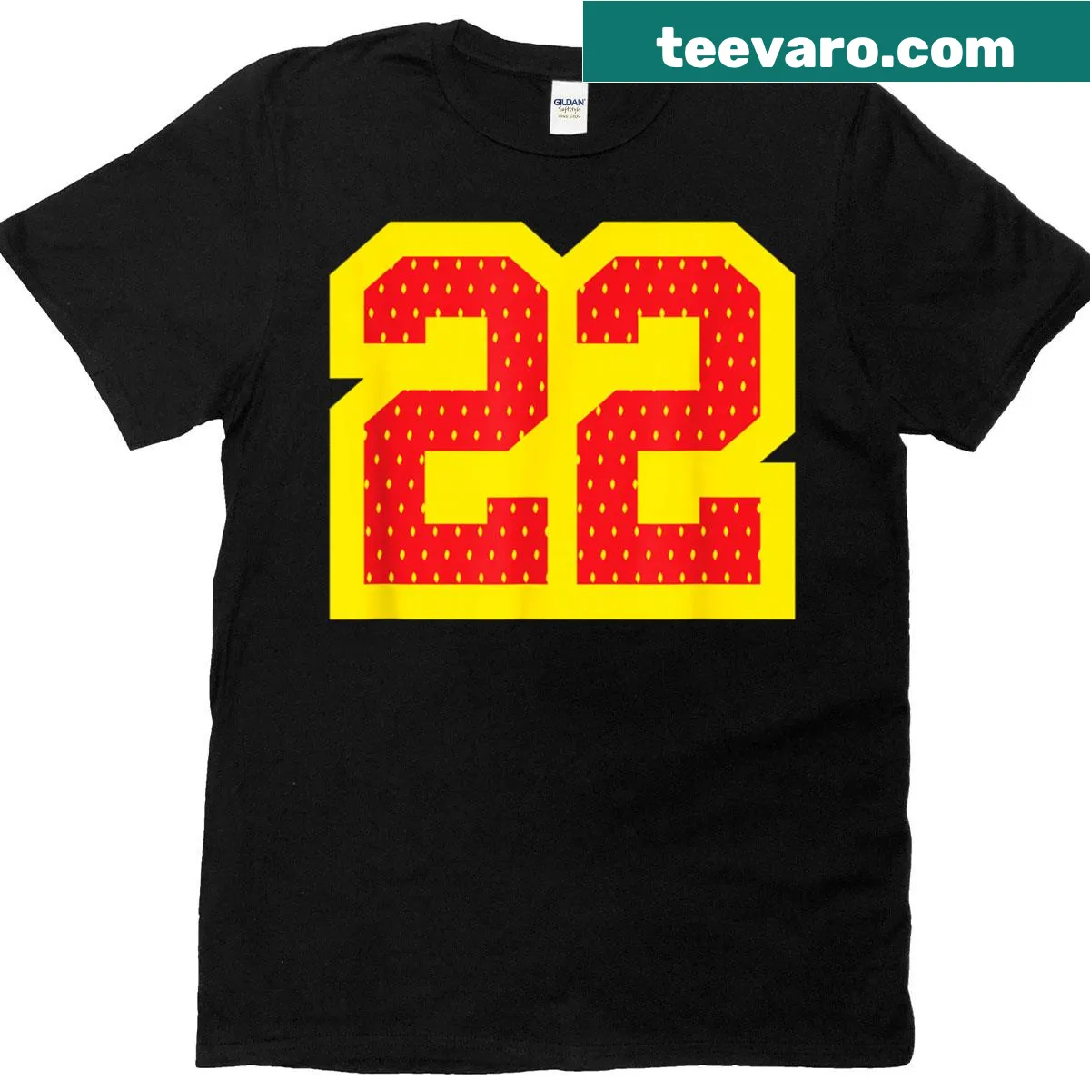 Jersey-style T-shirt featuring number 22 designed for birthday celebrations — on a men's t-shirt