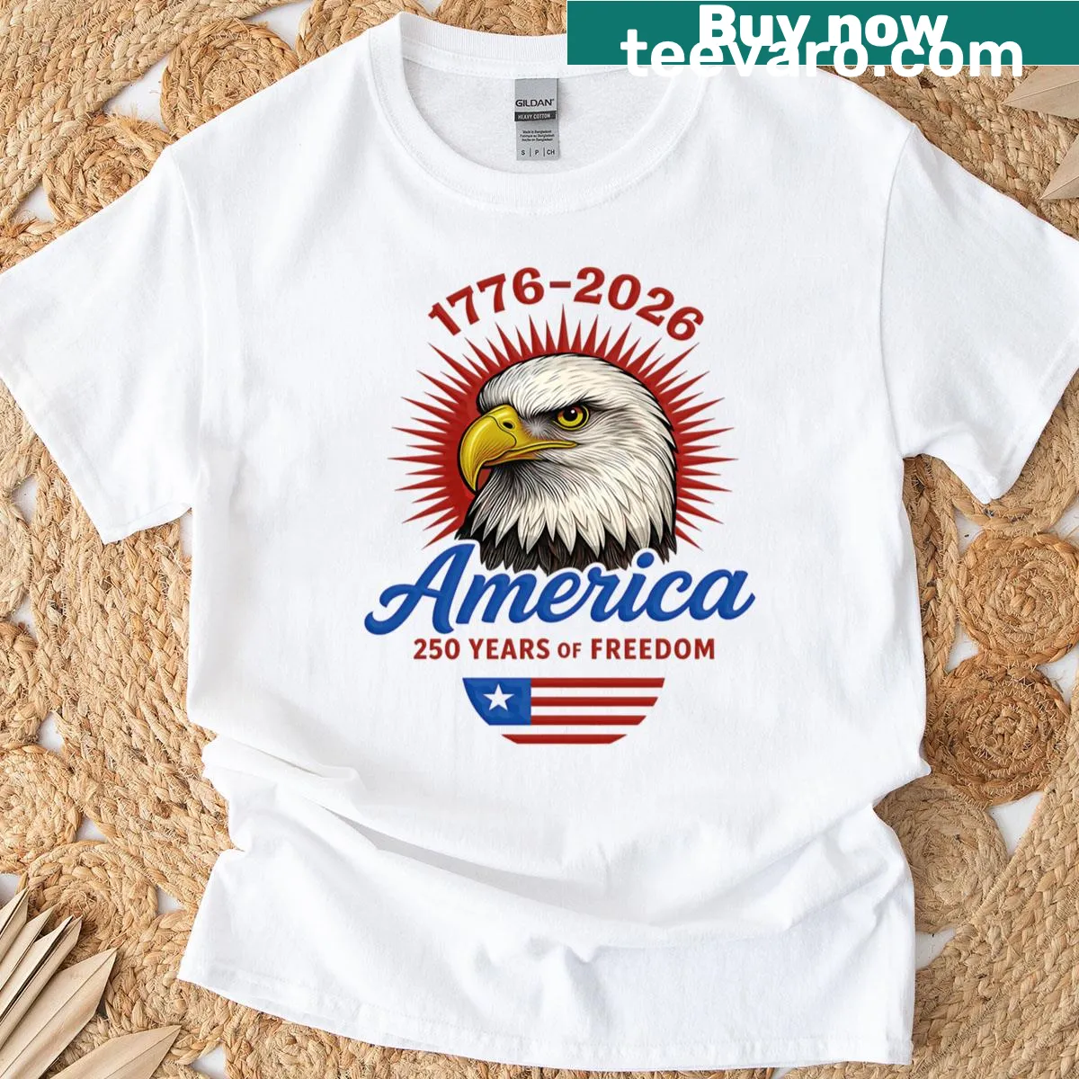 250th Anniversary Of The USA Semiquincentennial Edition T-shirt with historical design — on a men's t-shirt