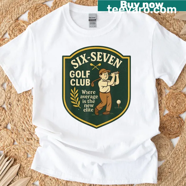 Illustrative golfing T-shirt with 'Average Is The New Elite' text