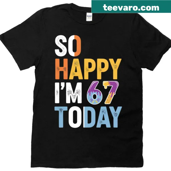 Retro t-shirt with an ice cream drip design for a 67th birthday