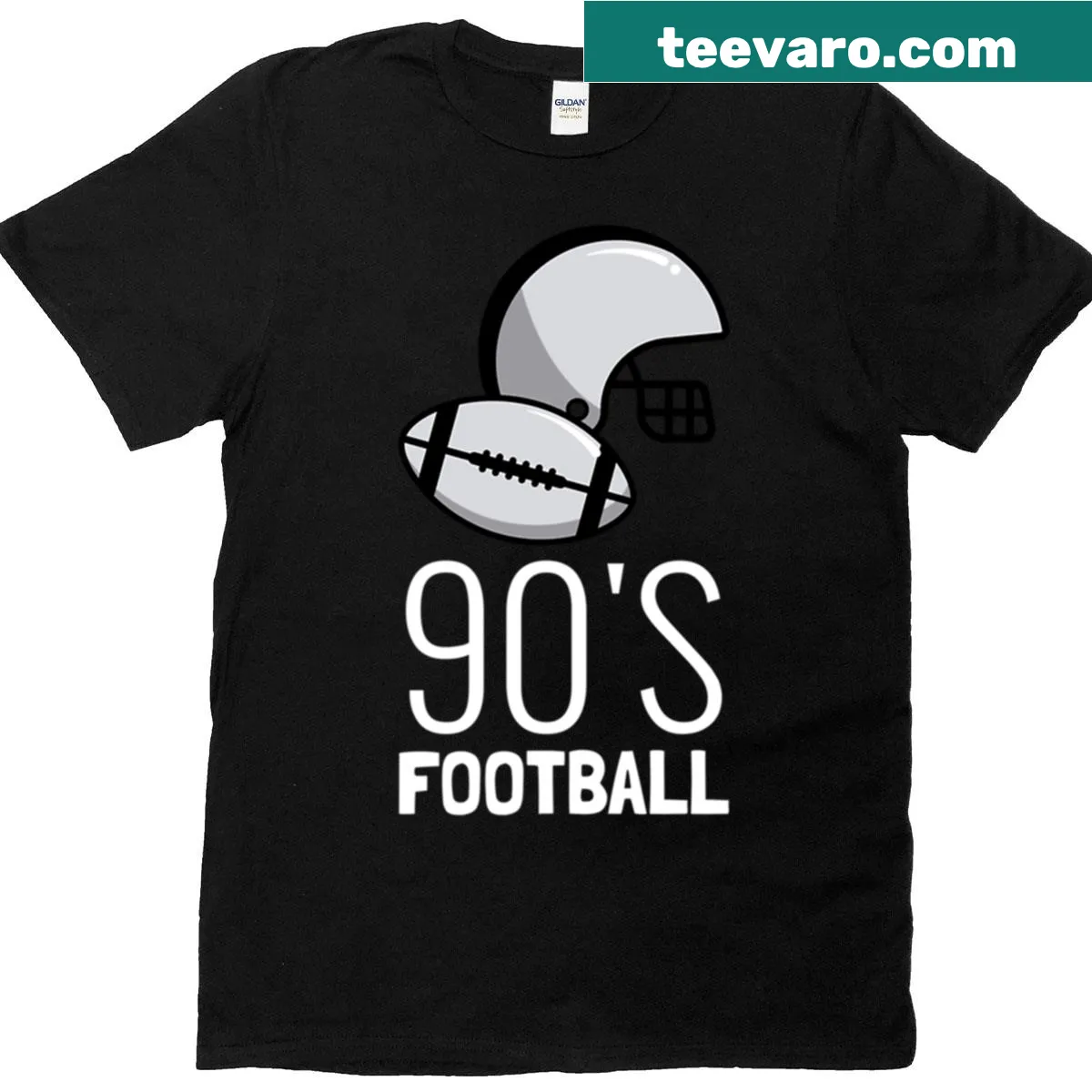 Retro 90s football style graphic t-shirt — on a men's t-shirt