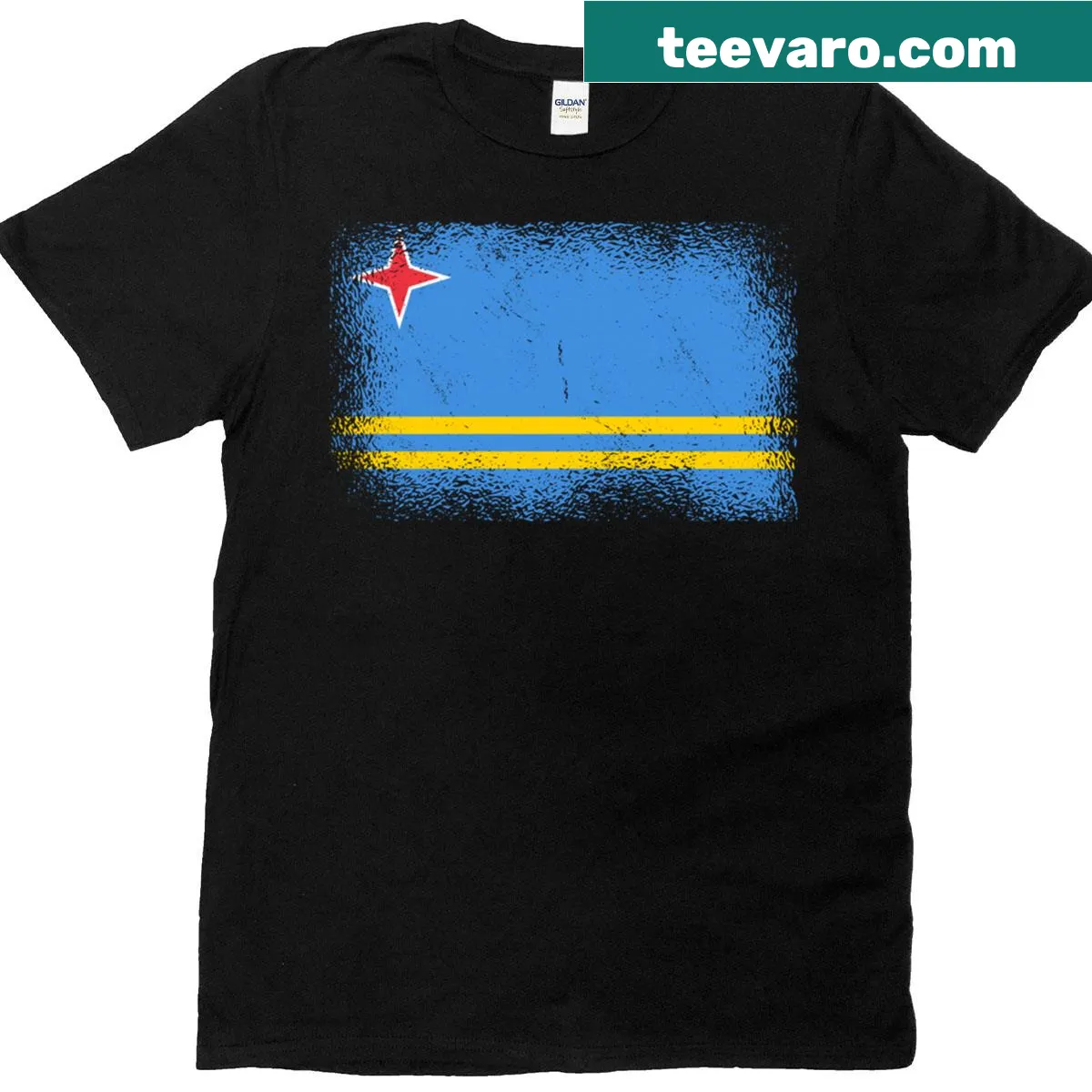 Aruba flag design on a T-shirt — on a men's t-shirt