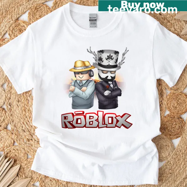 T-shirt featuring Badcc and Asimo characters from Roblox.