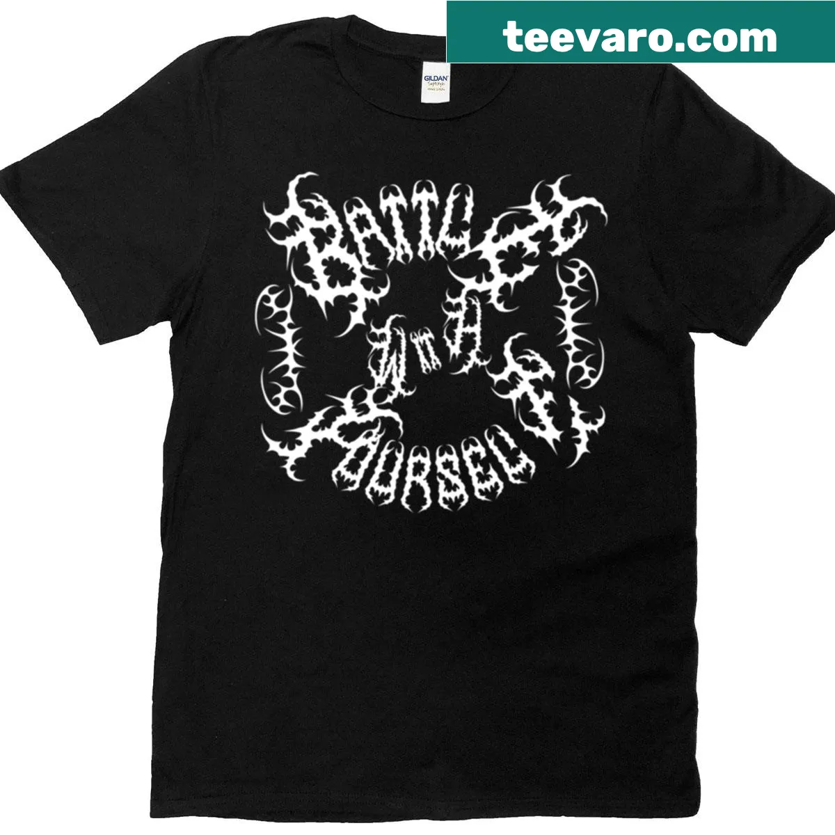 Motivational T-shirt with 'Battle With Yourself' typography design — on a men's t-shirt