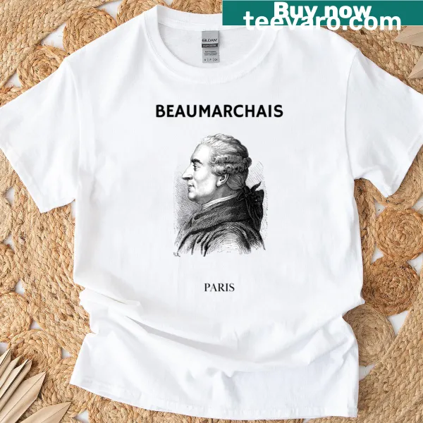 Black and white portrait of Beaumarchais on T-shirt
