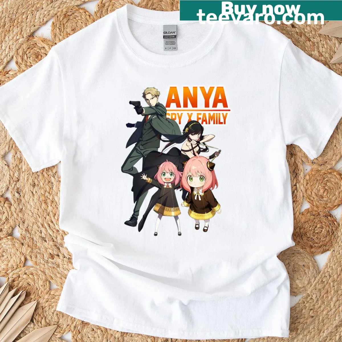 T-shirt featuring illustration inspired by action family anime — on a men's t-shirt