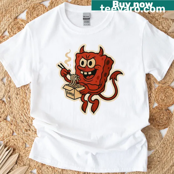 Cartoon ramen demon design for fun on T-shirt