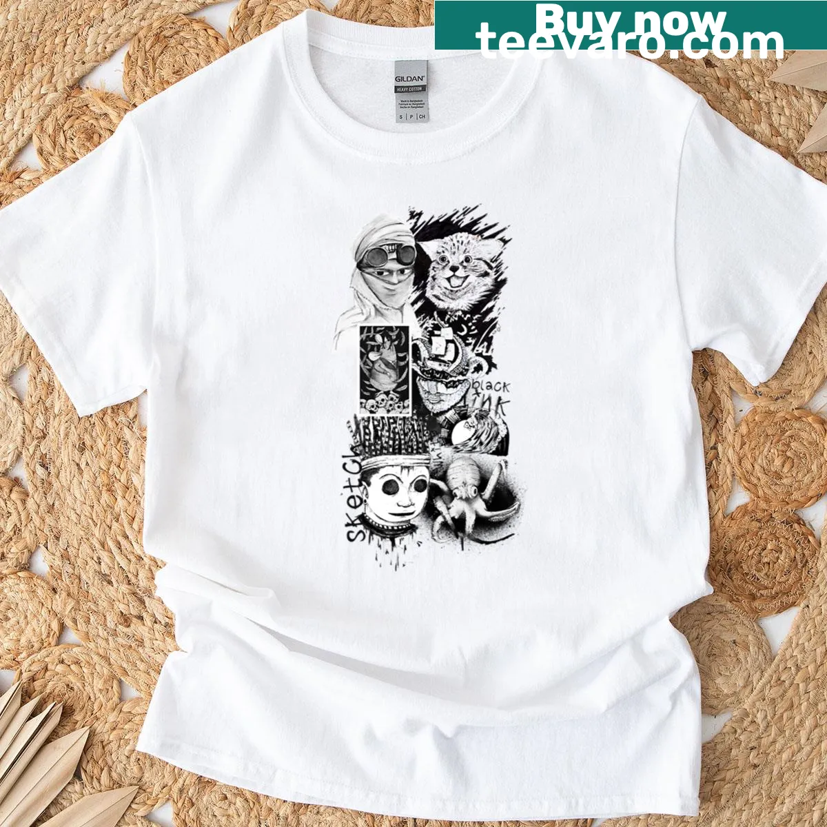 Black ink abstract design on a T-shirt — on a men's t-shirt