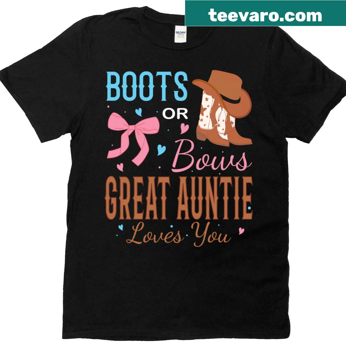 Gender reveal T-shirt for great aunt with playful text — on a men's t-shirt