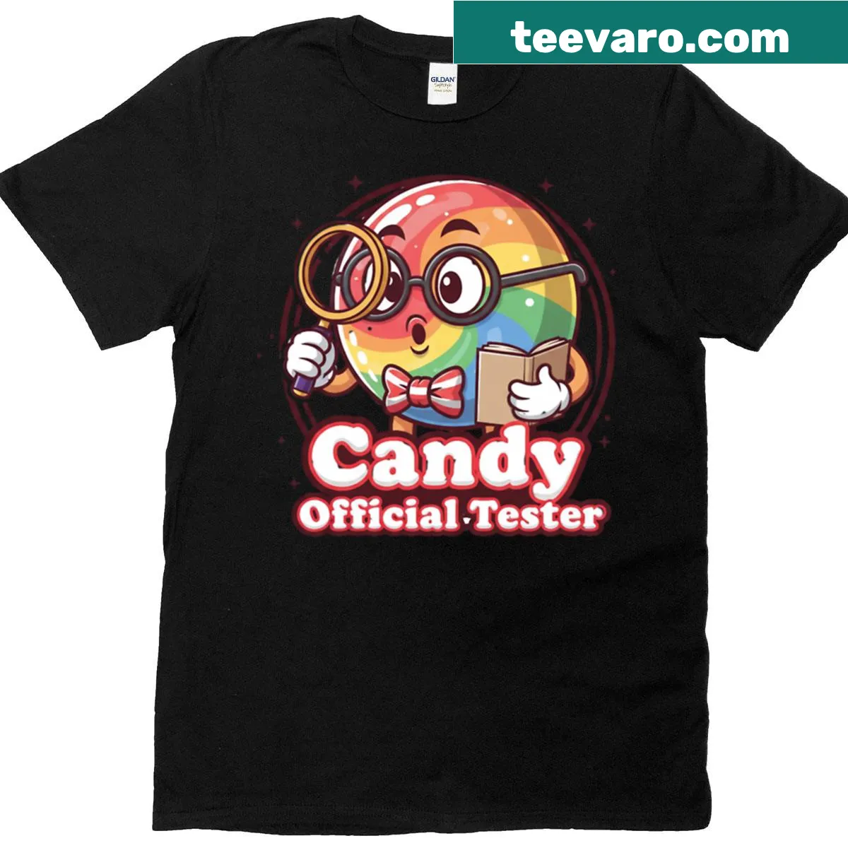 Delightful t-shirt for candy lovers with playful graphic — on a men's t-shirt