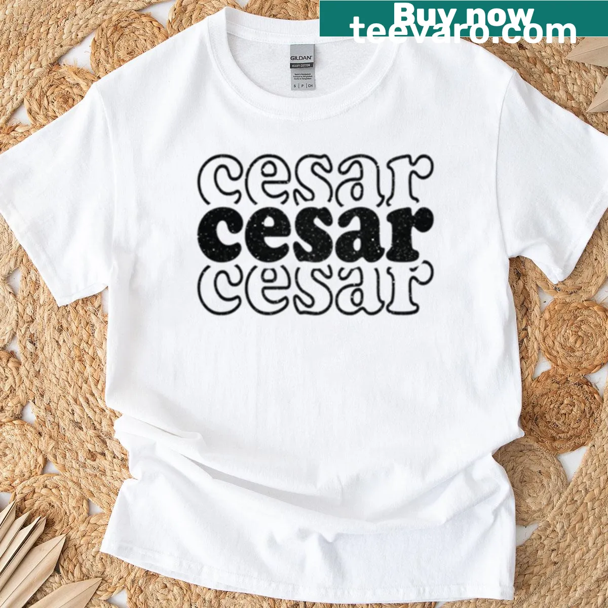 Personalized T-shirt featuring the name 'Cesar' in bold text — on a men's t-shirt