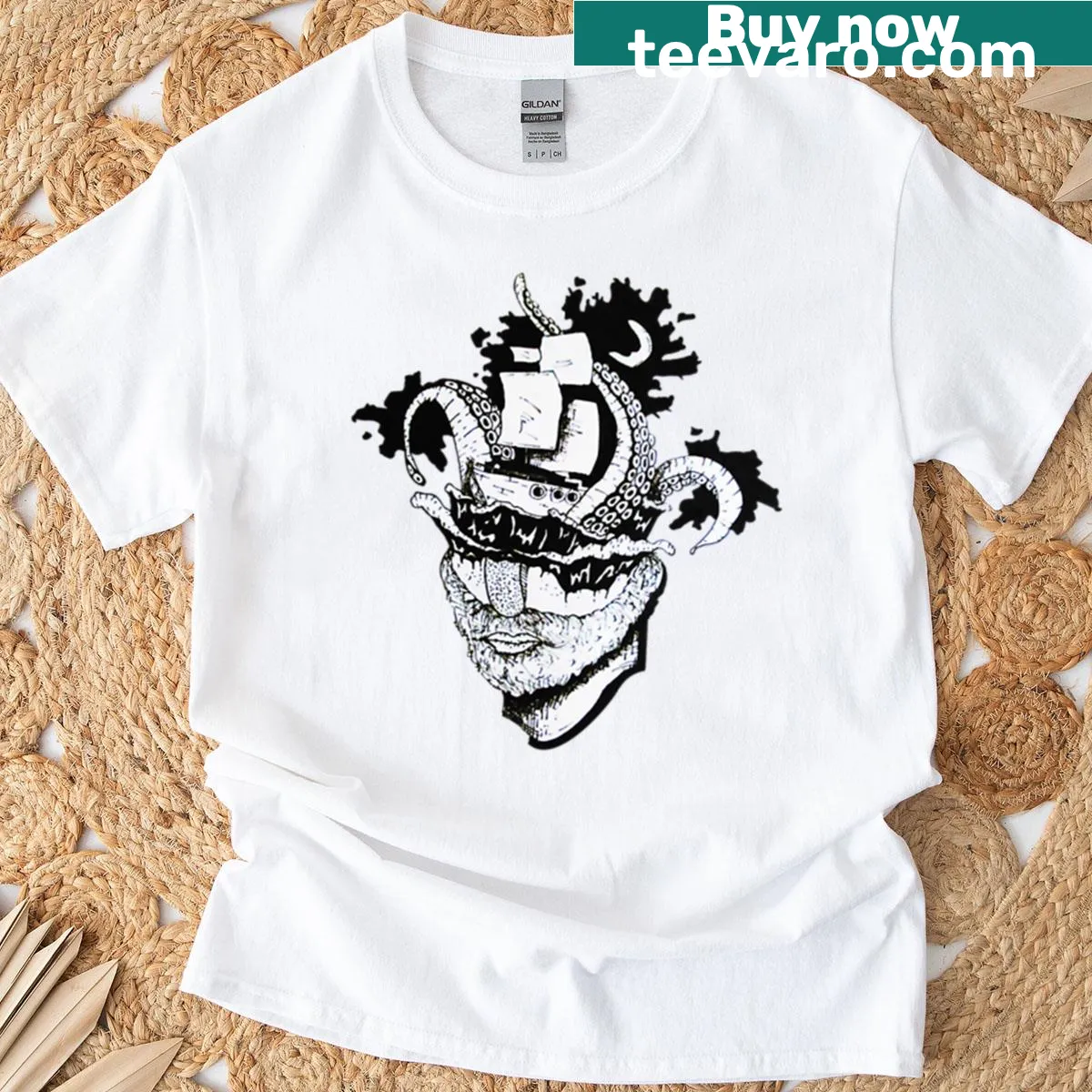 Surreal abstract head sketch design on T-shirt. — on a men's t-shirt