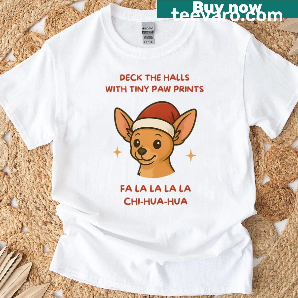 Cute Chihuahua Christmas T-shirt with festive design — on a men's t-shirt