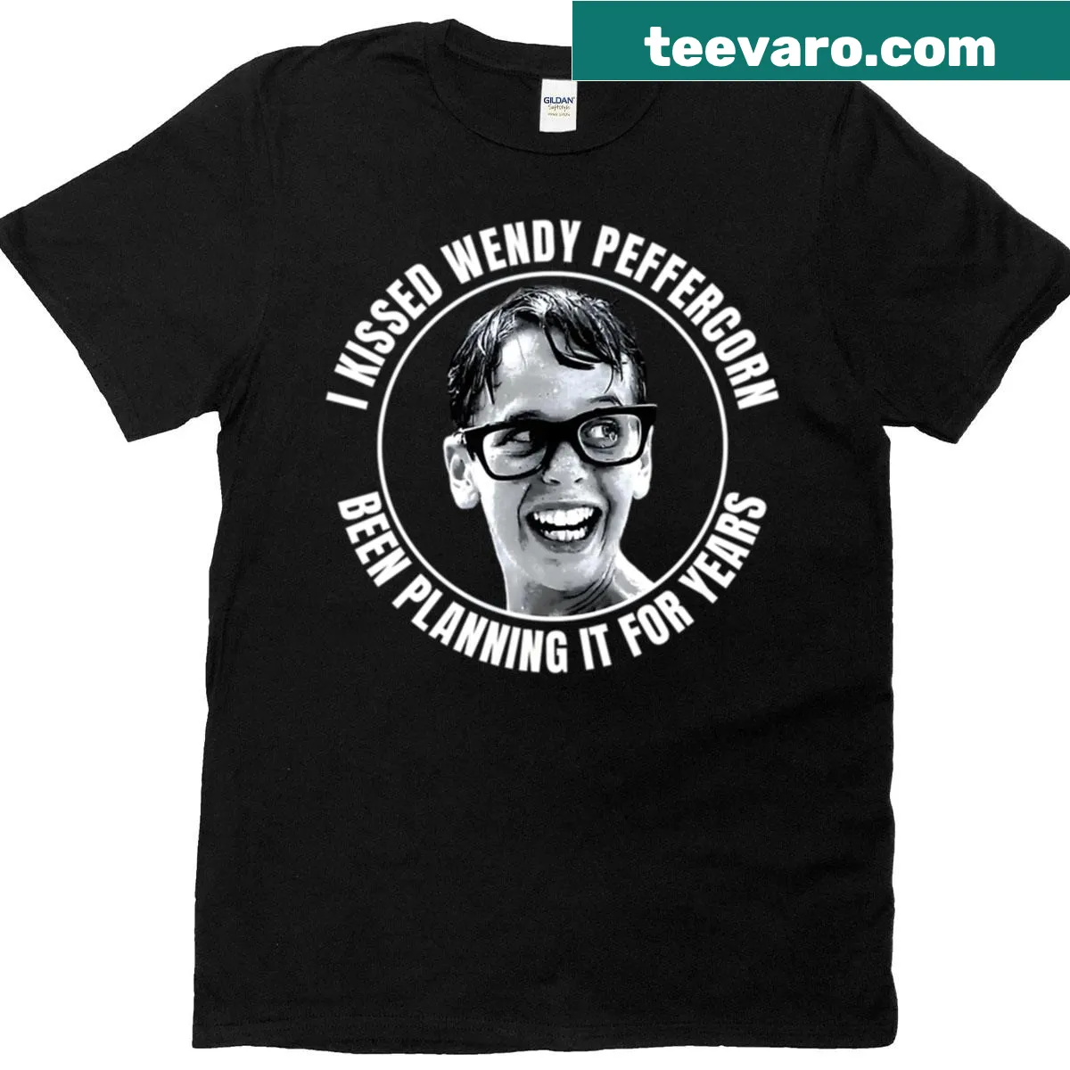 Retro 90s vintage movie t-shirt with humorous graphics — on a men's t-shirt