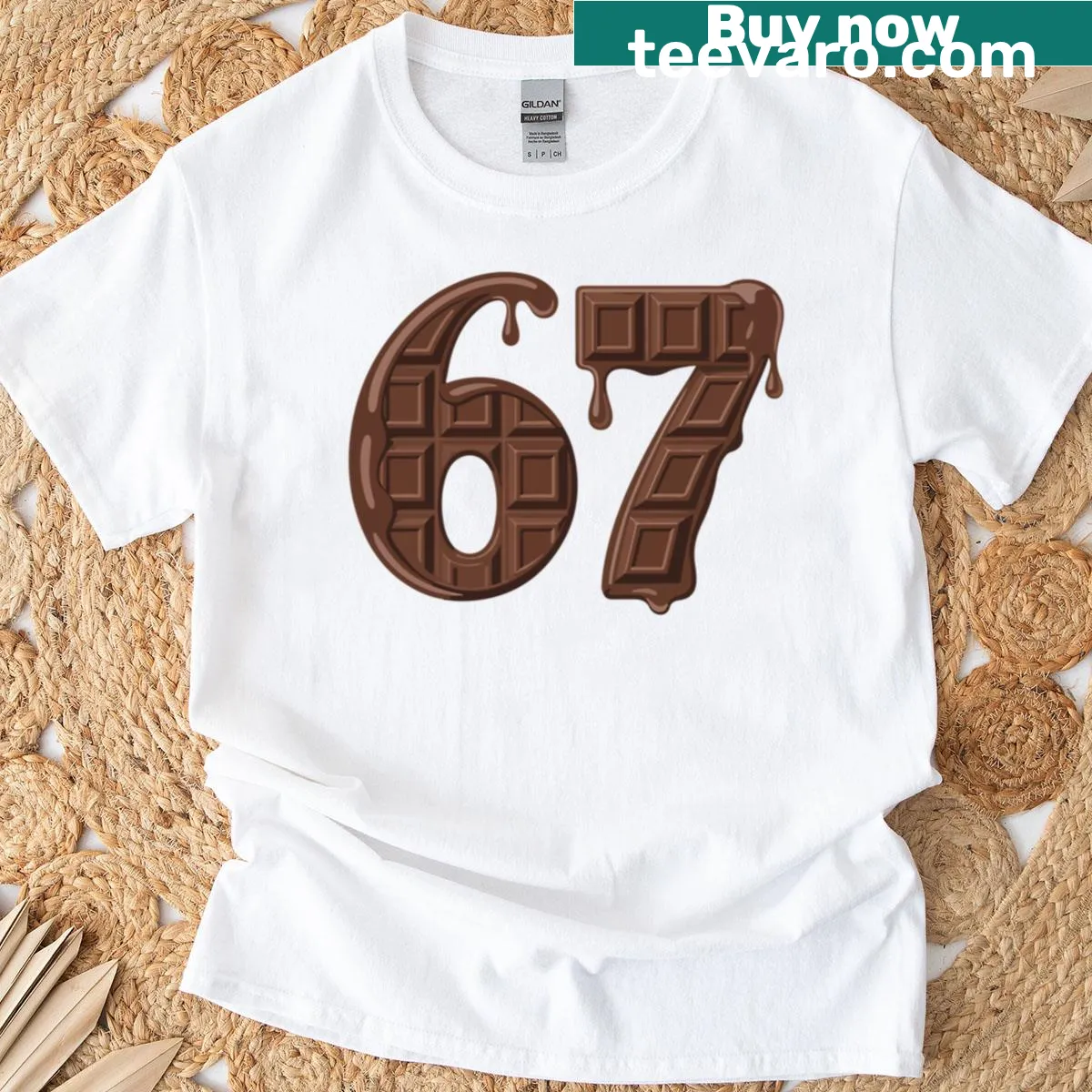 Chocolate dripping graphic T-shirt celebrating sweets — on a men's t-shirt