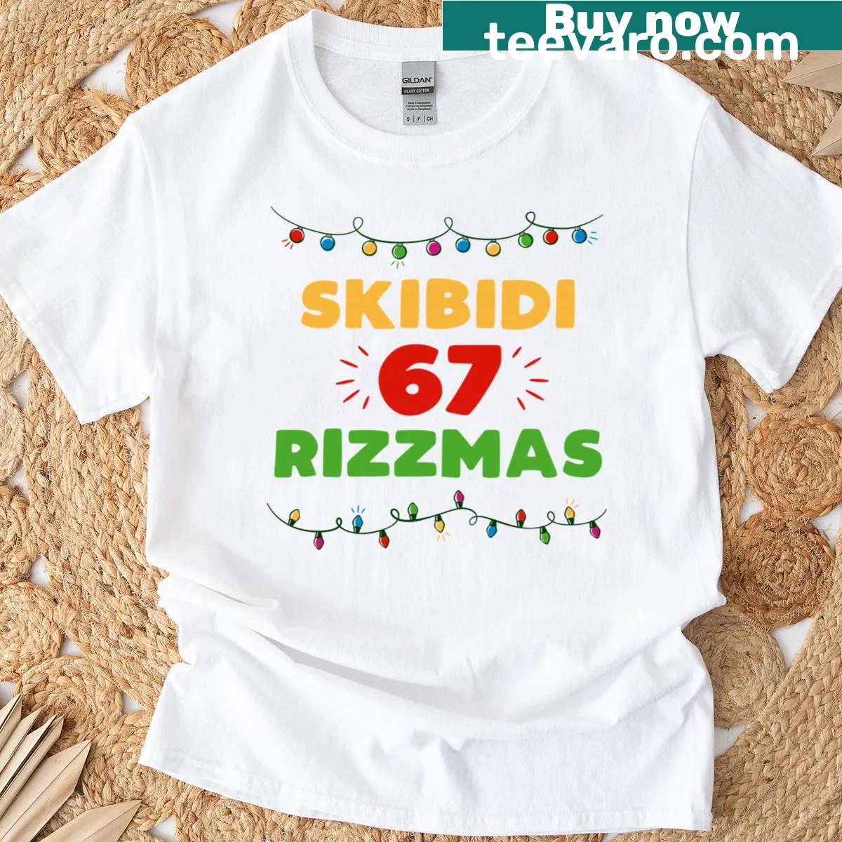 Funny Christmas T-shirt with Skibidi Rizzmas design for Gen Z. — on a men's t-shirt