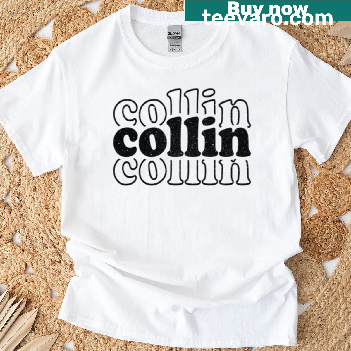 Personalized T-shirt with the name Collin in stylish typography. — on a men's t-shirt