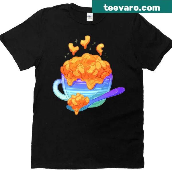 Illustrated T-shirt with teacup of mac and cheese