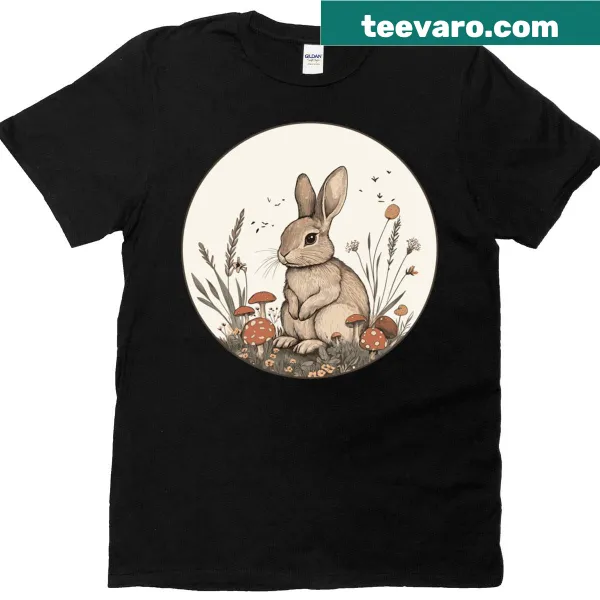 Adorable cottagecore rabbit illustration on T-shirt