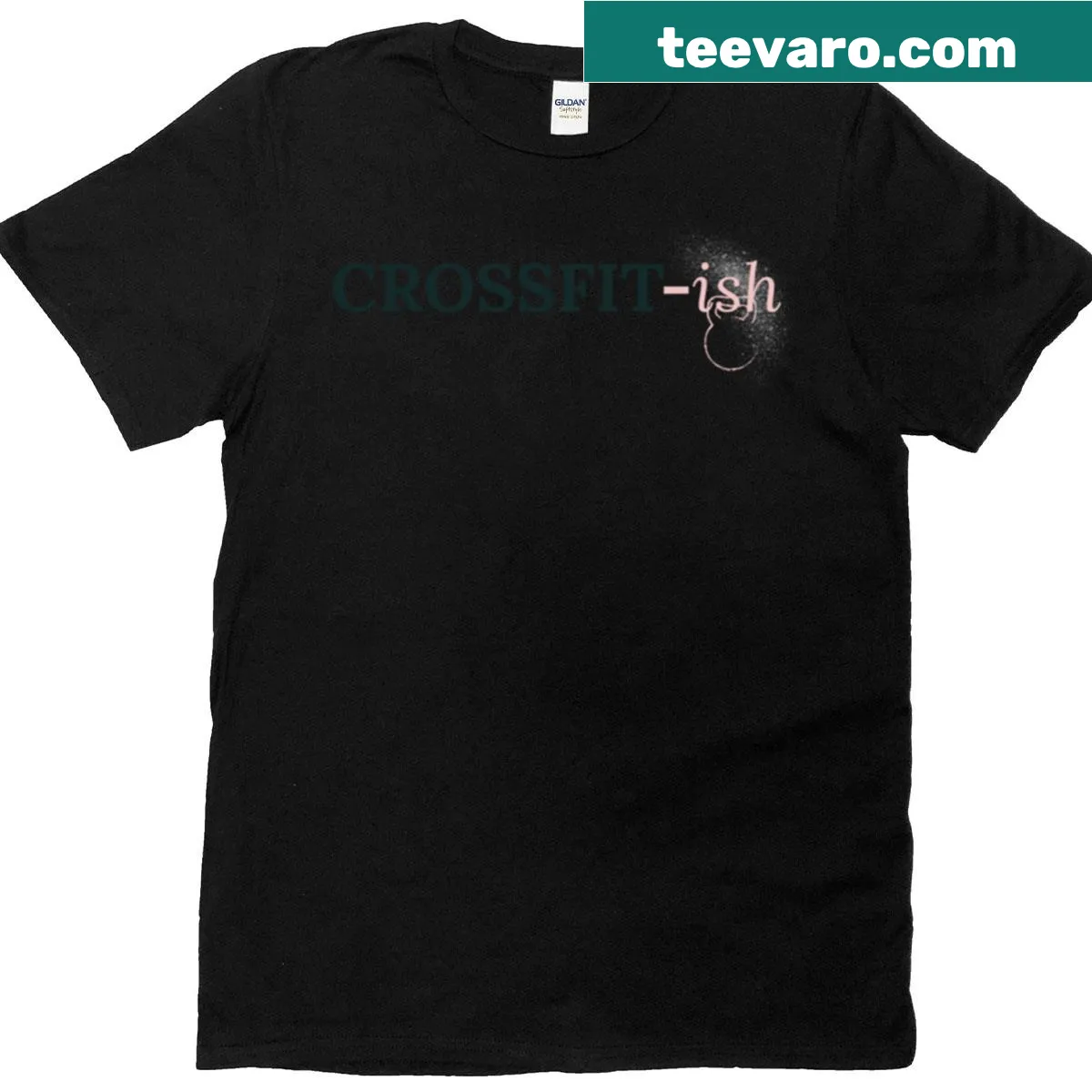 Crossfit-themed graphic t-shirt with pink glitter accents — on a men's t-shirt