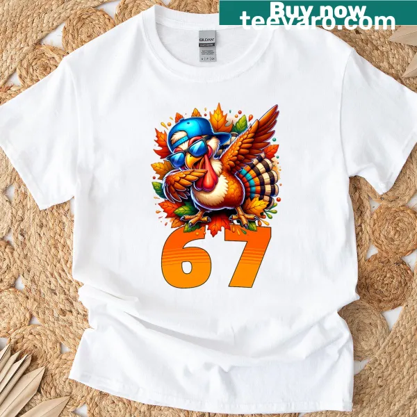 Funny Thanksgiving T-shirt with a dabbing turkey design.