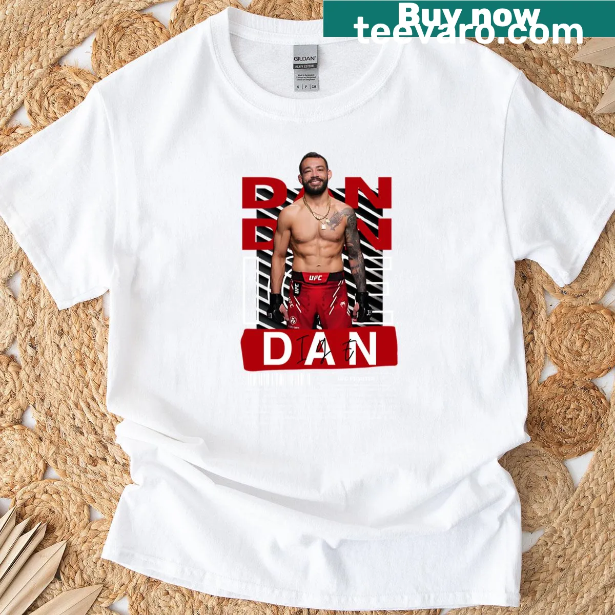 Illustrative design celebrating Dan Ige's biography and achievements — on a men's t-shirt