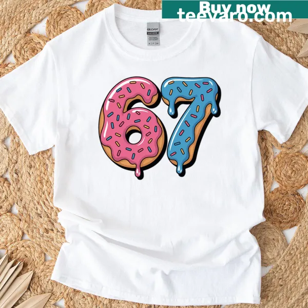 Funny donut meme graphic T-shirt with sprinkles design.