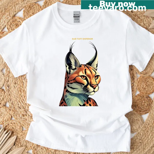 T-shirt featuring an illustrated ear-tuft emperor