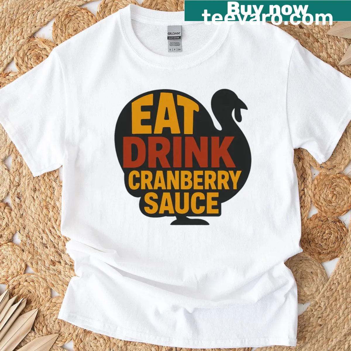 Funny Thanksgiving T-shirt with cranberry sauce text — on a men's t-shirt