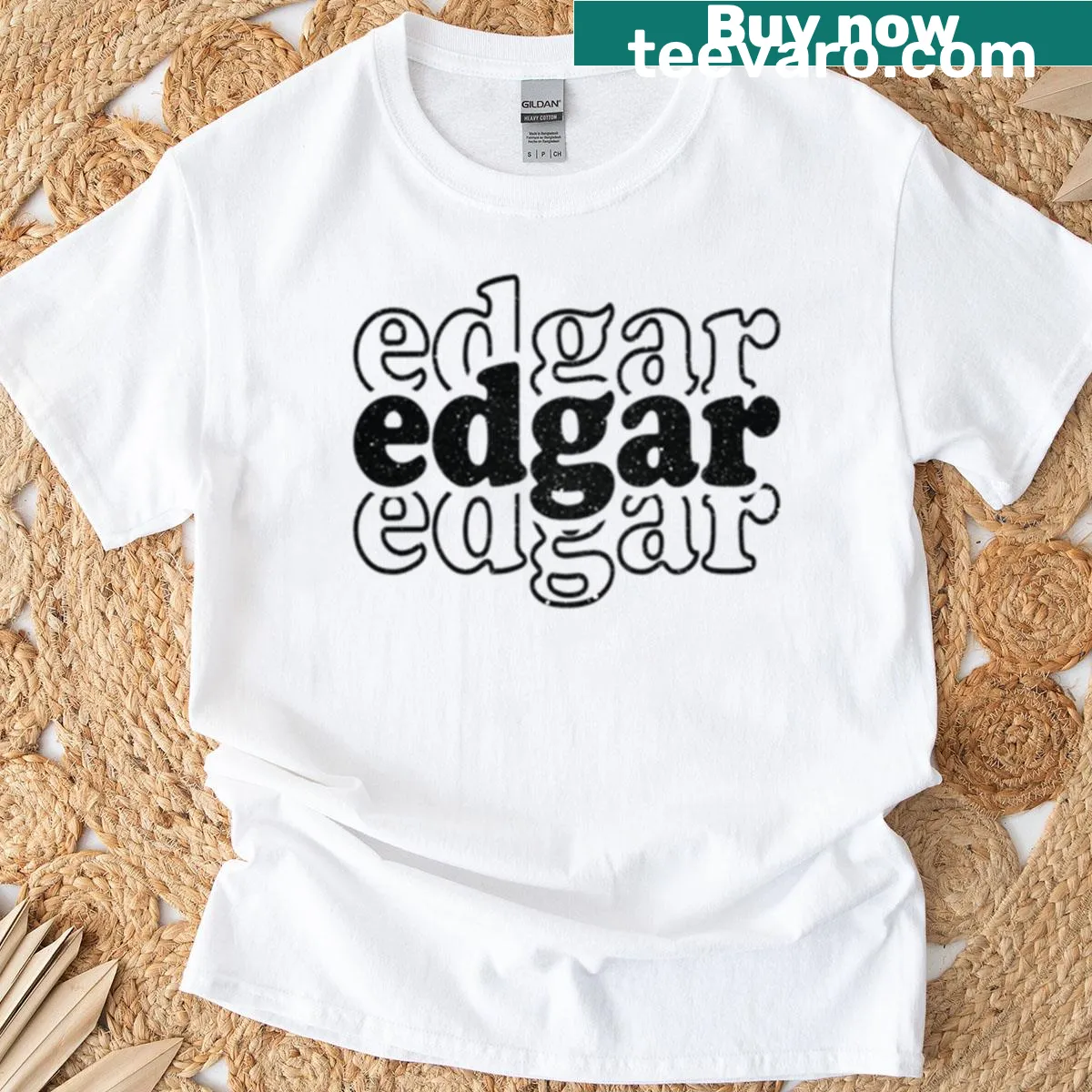 Personalized t-shirt with the name Edgar in hand-lettered text — on a men's t-shirt