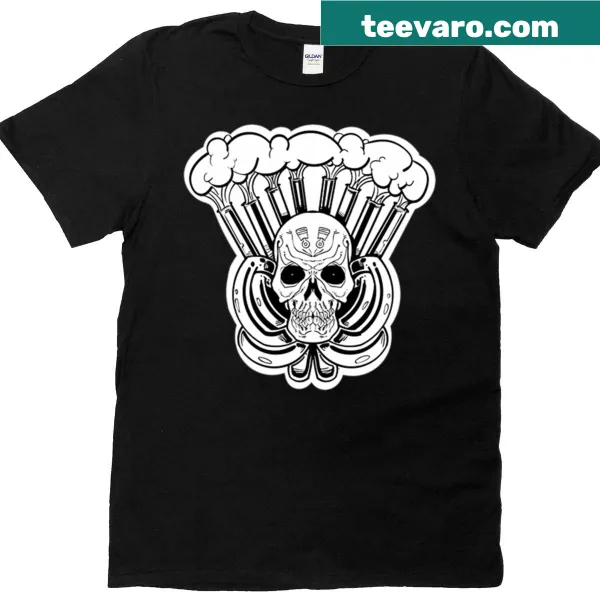 Illustration of an exhausted skull on a T-shirt