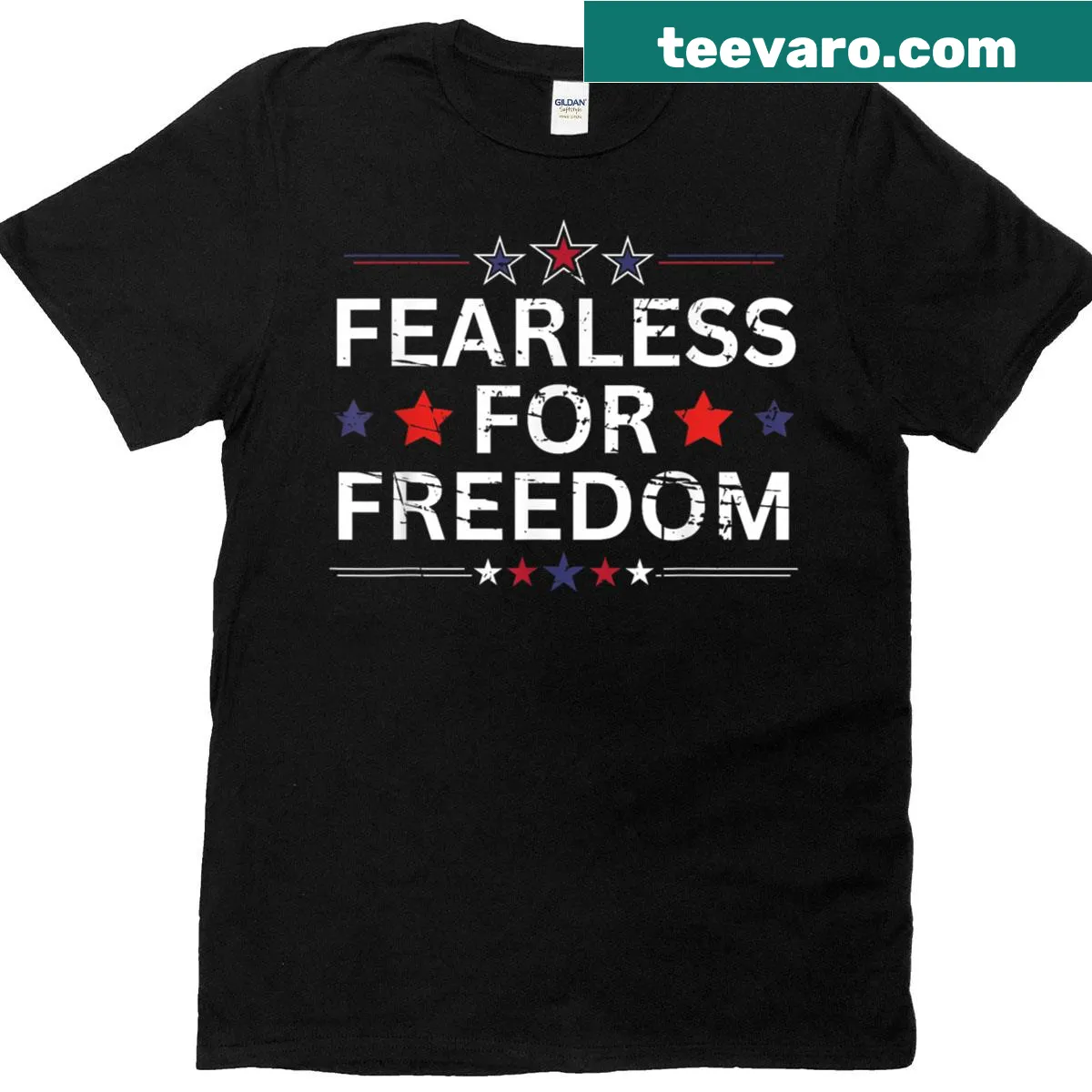 Bold Patriotic Liberty T-shirt featuring fearless text — on a men's t-shirt