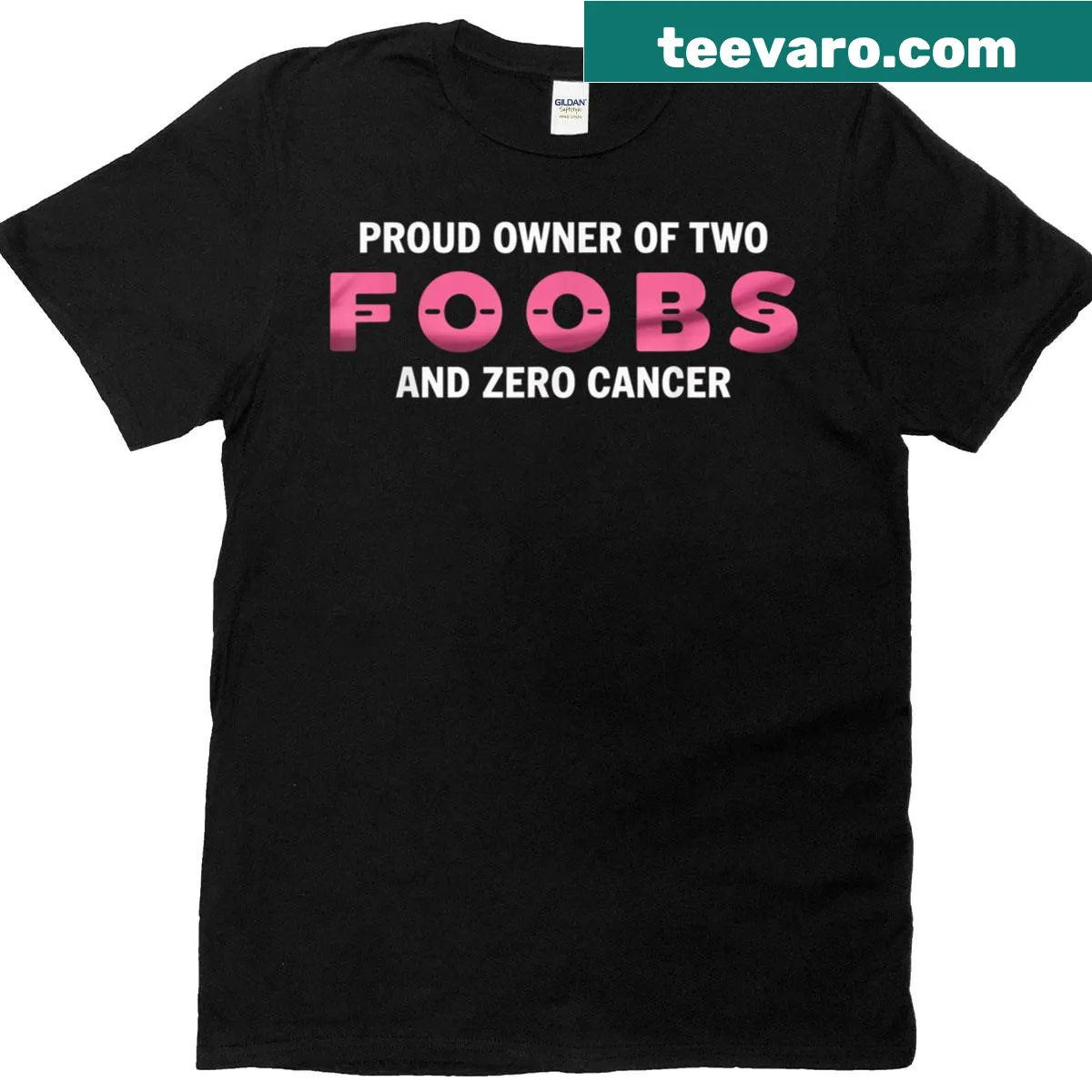 Typography stating 'Foobs Owner Zero Cancer' on T-shirt for survivors. — on a men's t-shirt