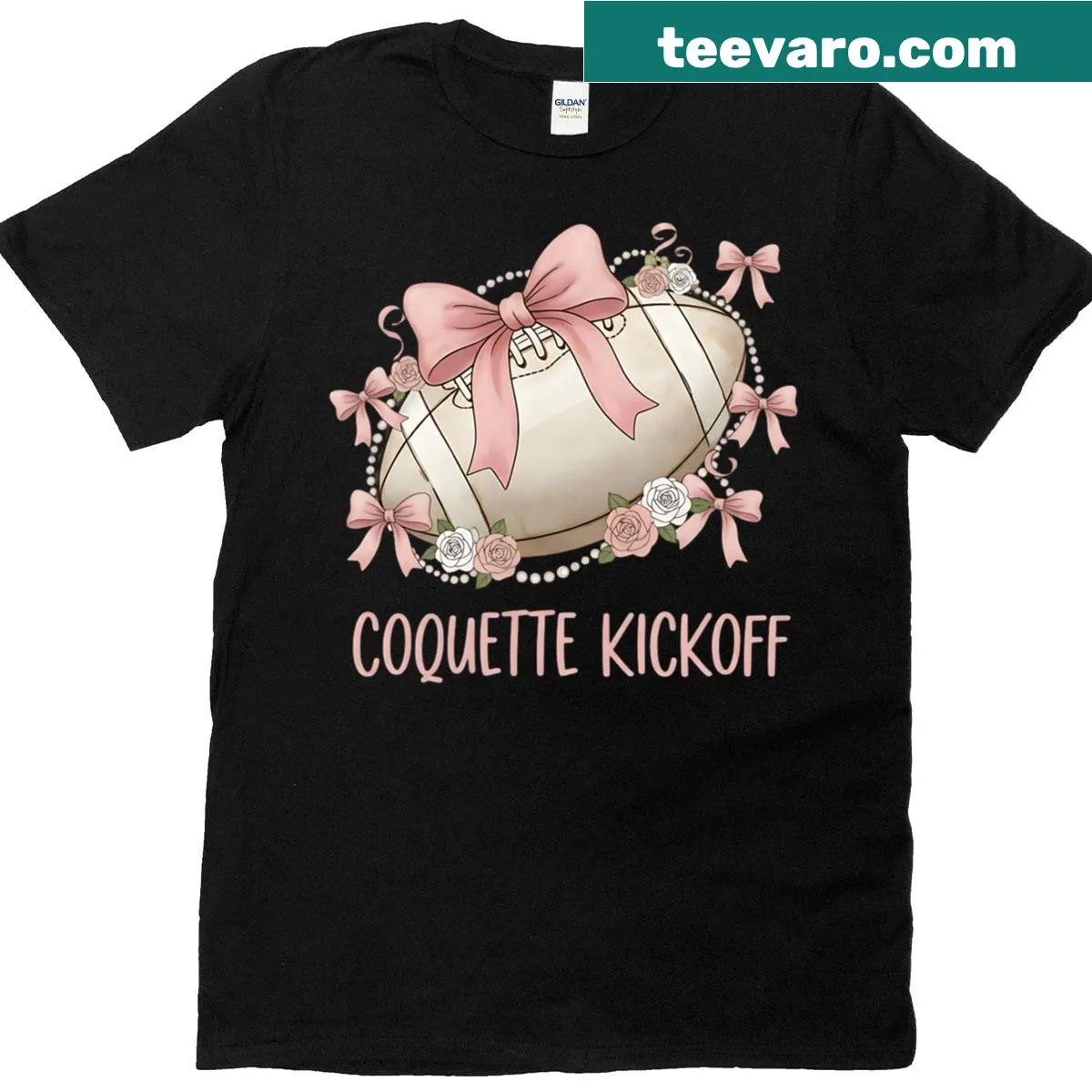 Playful Football T-shirt for kids with a bow graphic and game day text — on a men's t-shirt
