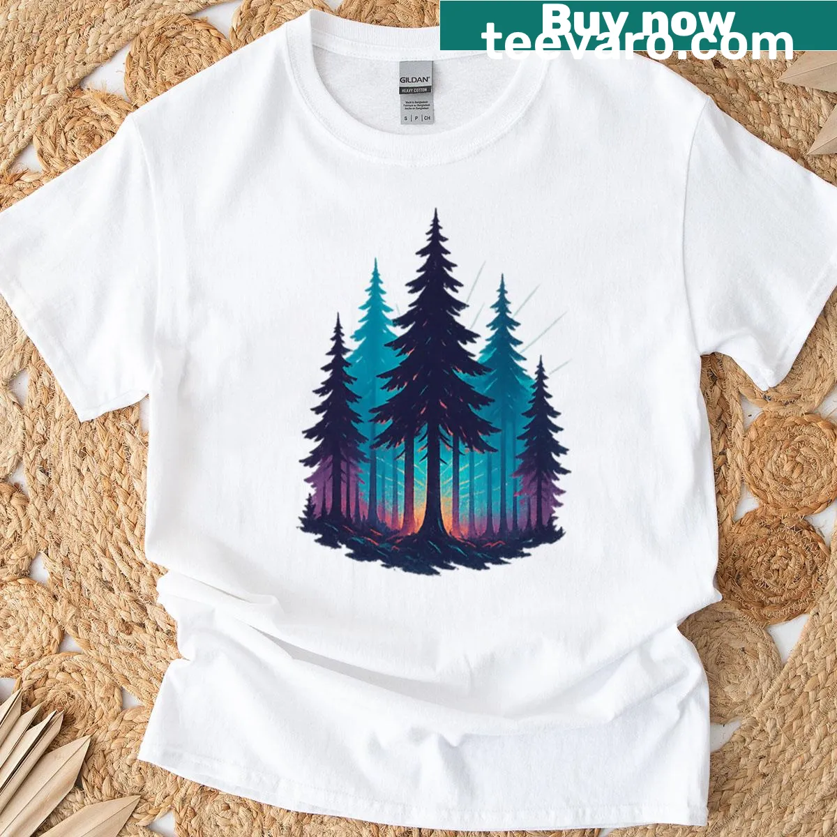 Artistic forest illustration on a T-shirt — on a men's t-shirt