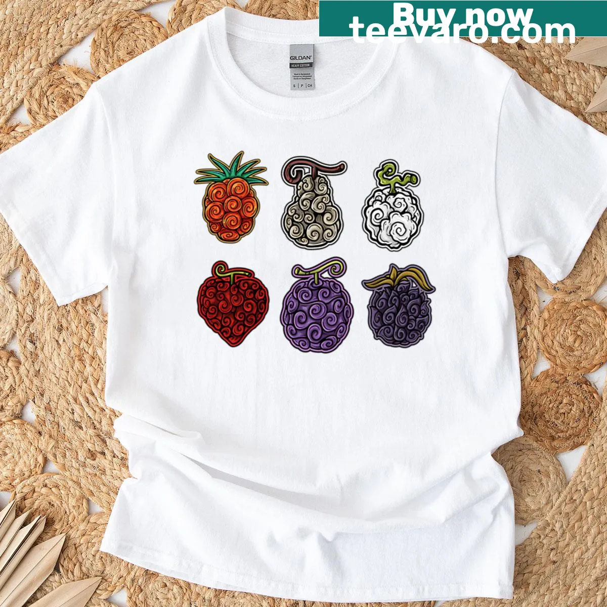 Amusing Fruit Salad illustration in a playful T-shirt design — on a men's t-shirt
