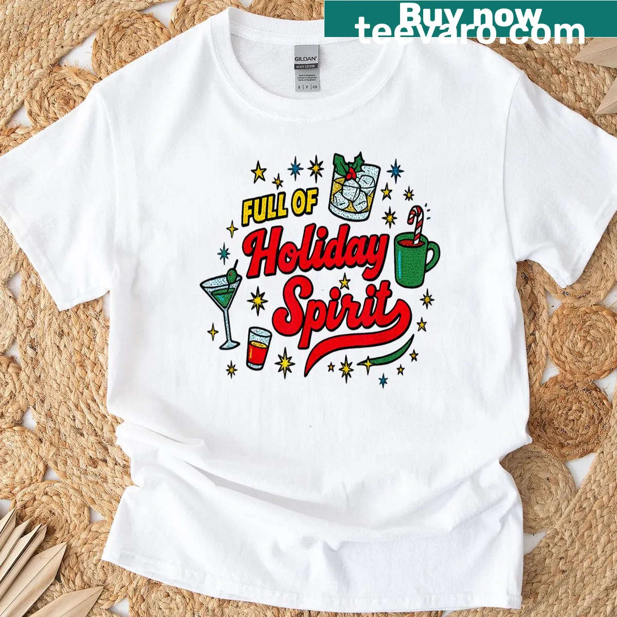 Nostalgic T-shirt featuring festive drinks for the holiday season — on a men's t-shirt