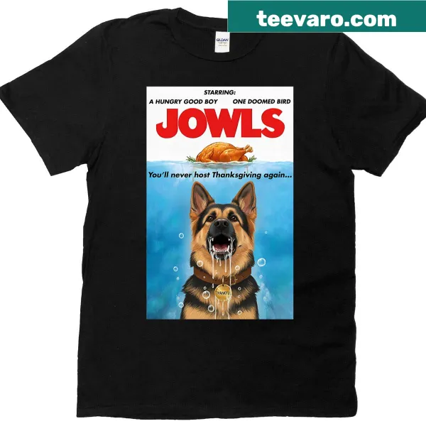 Thanksgiving T-shirt featuring a German Shepherd and turkey