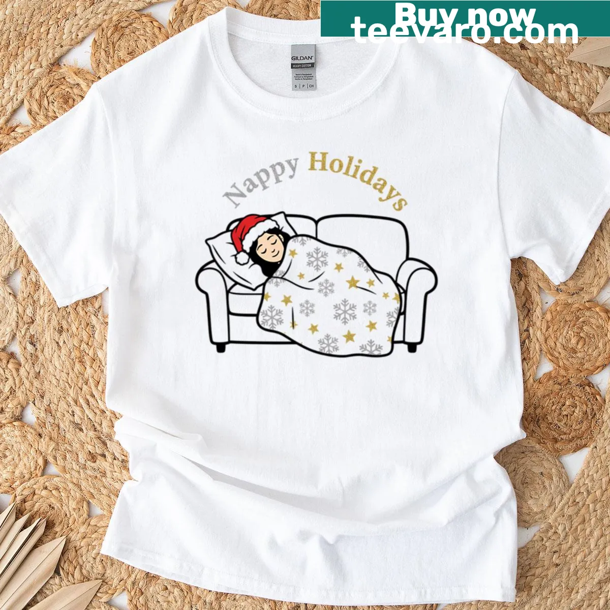 Kawaii napping girl graphic with glitter on a t-shirt — on a men's t-shirt