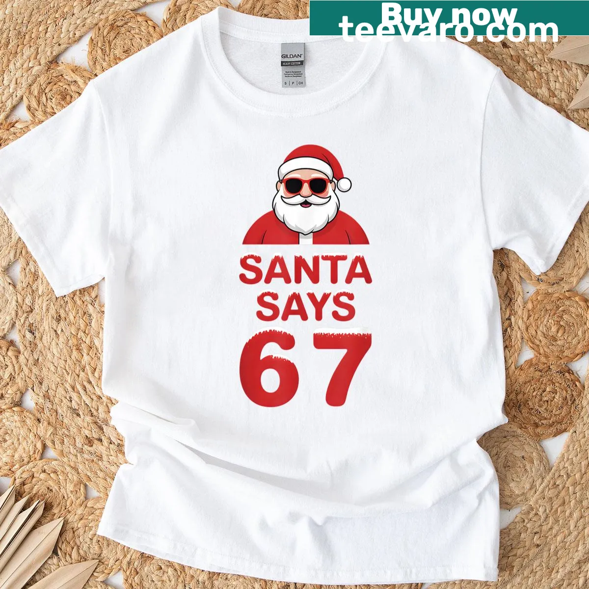 T-shirt featuring humorous Santa graphic with text for the holidays. — on a men's t-shirt