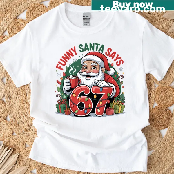 Funny Christmas t-shirt with Santa meme graphic
