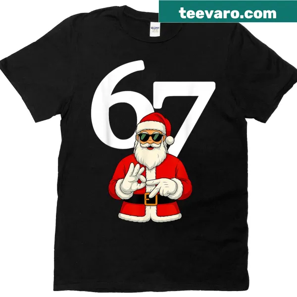 Funny Christmas T-shirt with 'Santa Says Six Seven' text