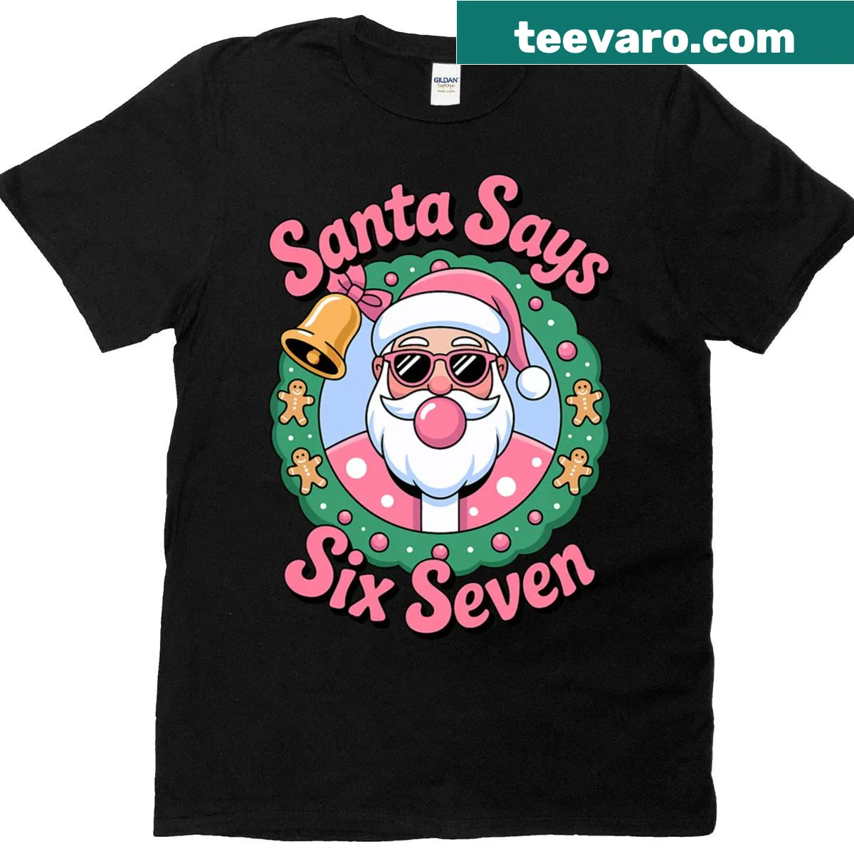 Funny Santa Says Six Seven T-shirt for kids featuring a playful design. — on a men's t-shirt
