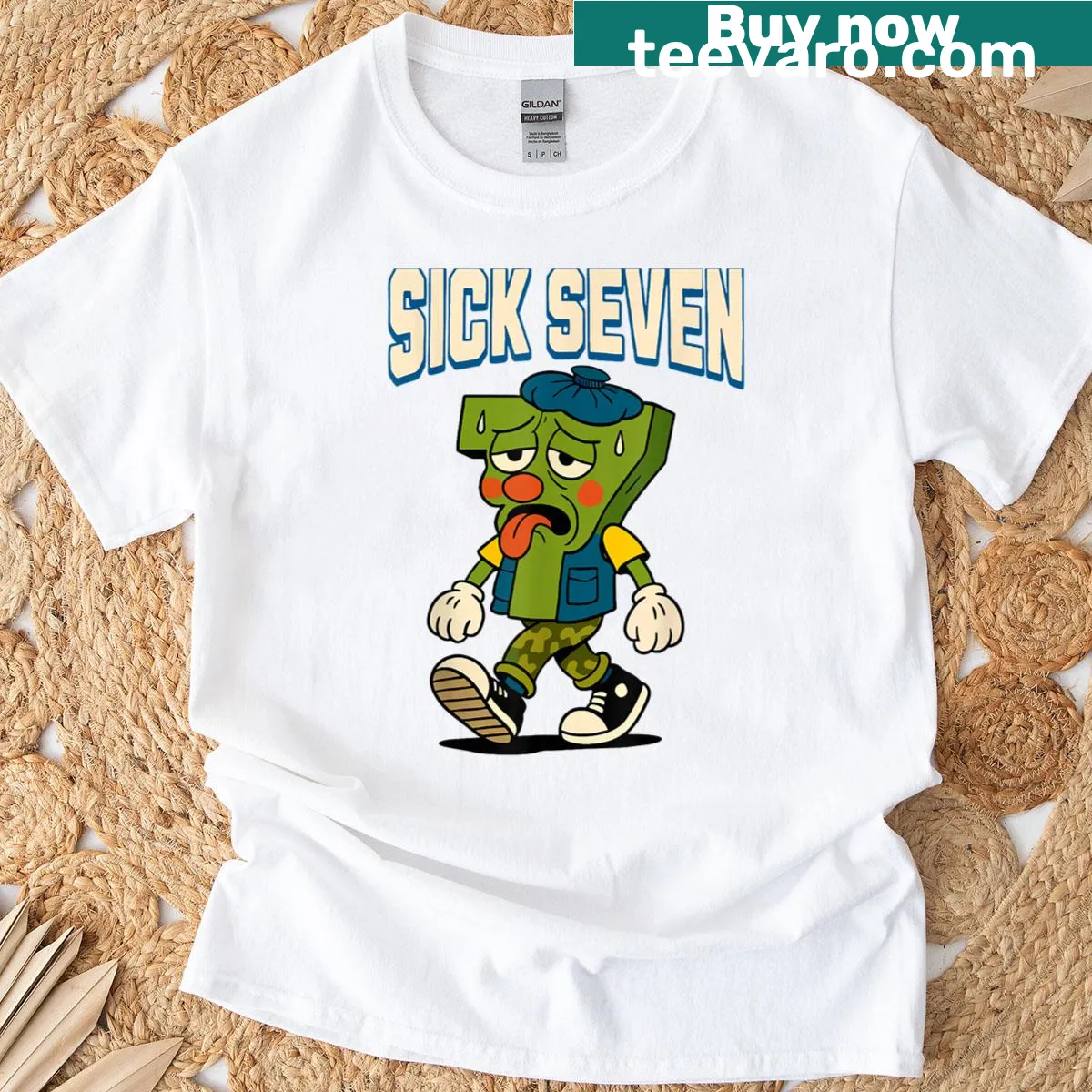 Funny Halloween T-shirt featuring a Sick Seven design for costume fun — on a men's t-shirt